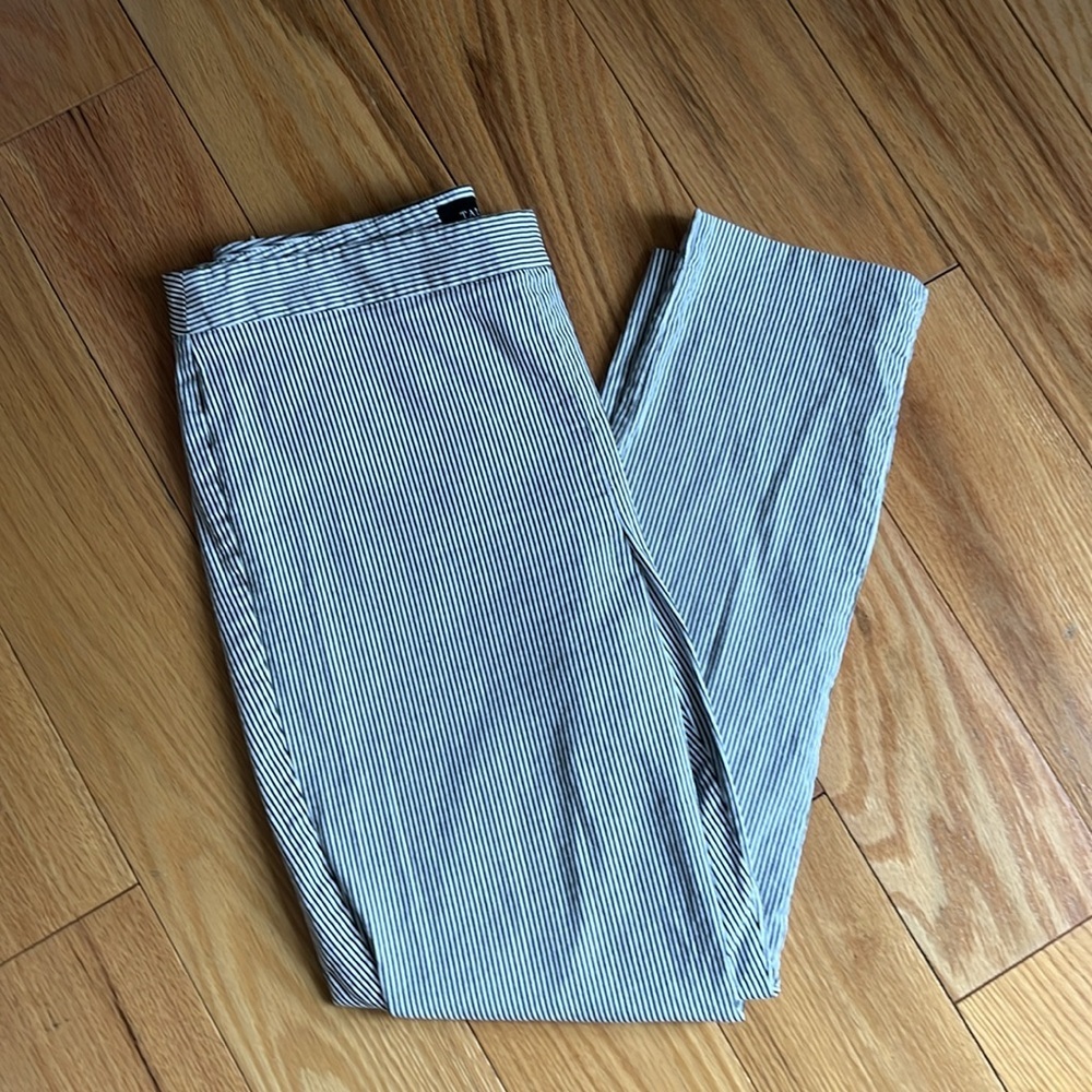 Talbots Chatham Seersucker Navy White Ankle Pants Sz 10 - Picture 10 of 10
